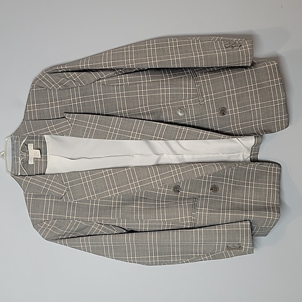 H&M double breasted Gray plaid blazer